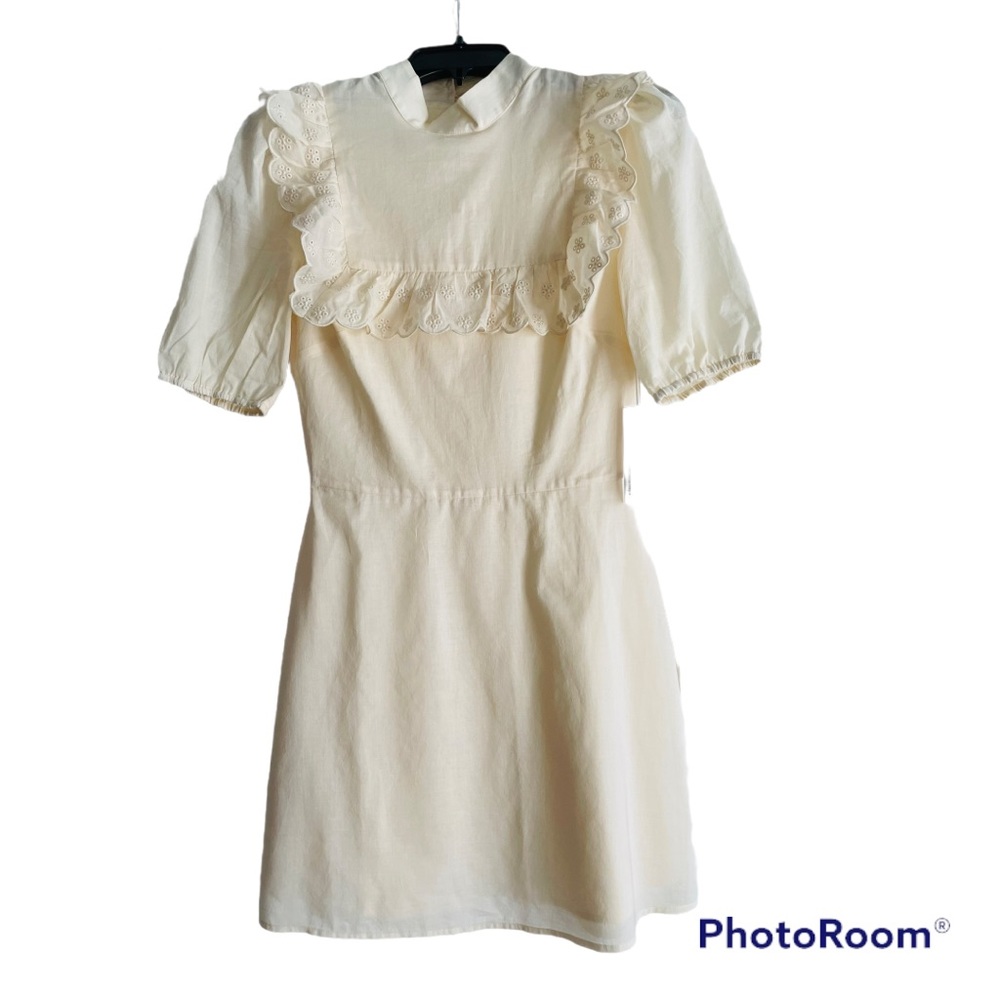 NWT Reformation Bradley Mock Neck Organic Cotton Minidress in Almond Size 2
